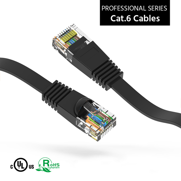 Bestlink Netware CAT6 Flat Ethernet Network Cable- 15ft- Black 100741BK